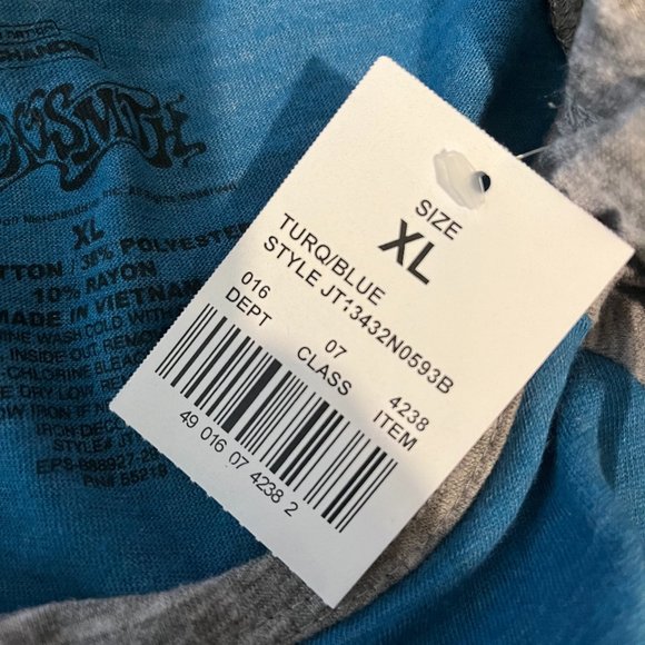 AEROSMITH GRAPHIC JERSEY BLUE WITH GRAY SLEEVES NWT SIZE XL - Picture 4 of 5